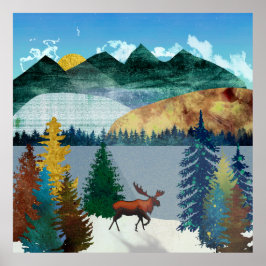 Sunrise Moose Poster