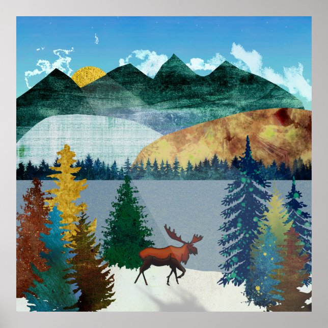 Sunrise Moose Poster (Vorne)