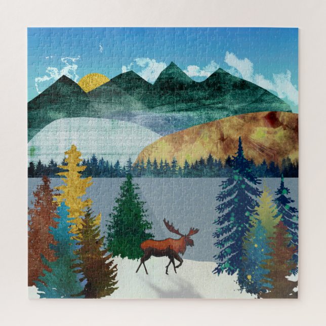 Sunrise Moose Puzzle (Vertikal)