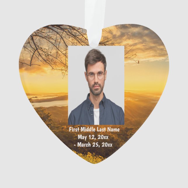 Sunrise Morning Sunshine Dated Foto Custom Ornament (Rückseite)
