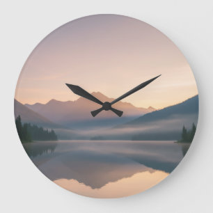 Sunrise Mountain Wall Clock - ruhige Natur Große Wanduhr