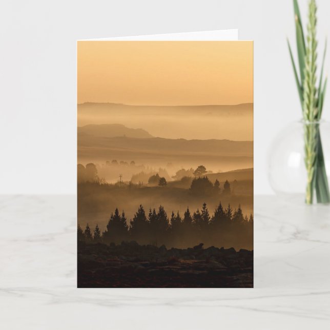 Sunrise Over Misty Rolling Hills Landscape Karte (Vorderseite)