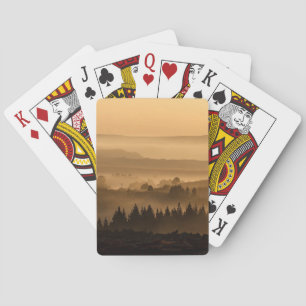 Sunrise Over Misty Rolling Hills Landscape Spielkarten