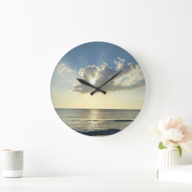 Sunrise Over the Quiet Coast Große Wanduhr (Zuhause)