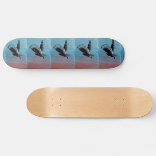 Sunrise Owl Flying Birds Pink Sky Blue Skateboard