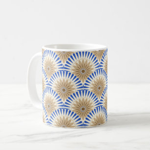 Sunrise Retro Blume - blau & braun Kaffeetasse