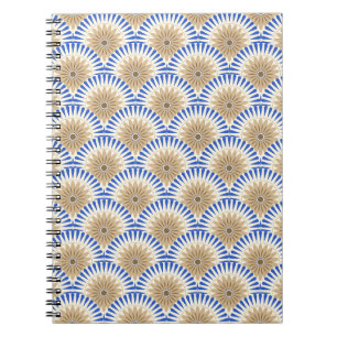 Sunrise Retro Blume - blau & braun Notizblock