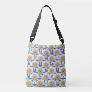 Sunrise Retro Blume - blau & braun Tragetaschen Mit Langen Trägern