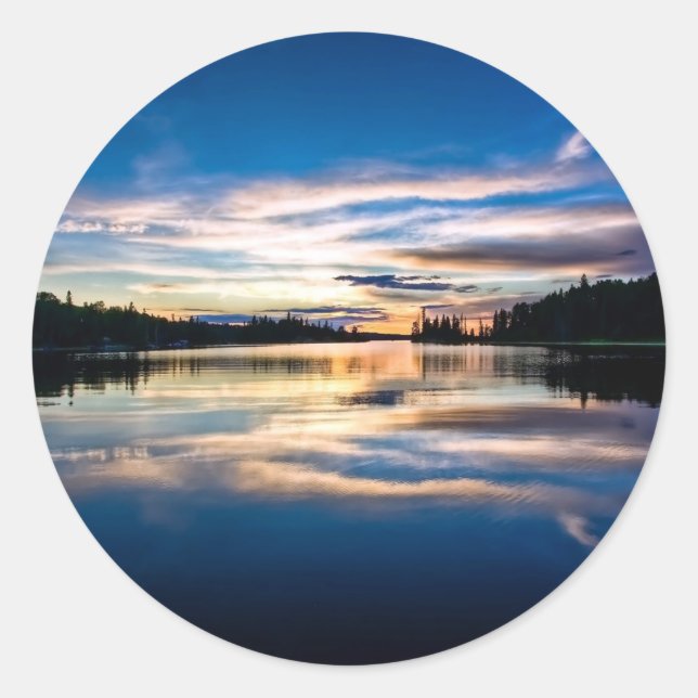 Sunrise River Reflections Runder Aufkleber (Vorderseite)