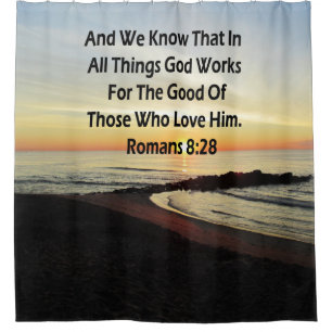 SUNRISE ROMANS 8:28 SCRIPTURE VERSE DUSCHVORHANG