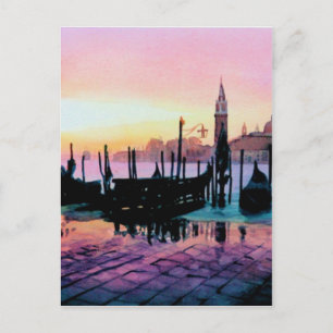 "Sunrise St. Mark's" Gondola Wasserfarbe Postkarte
