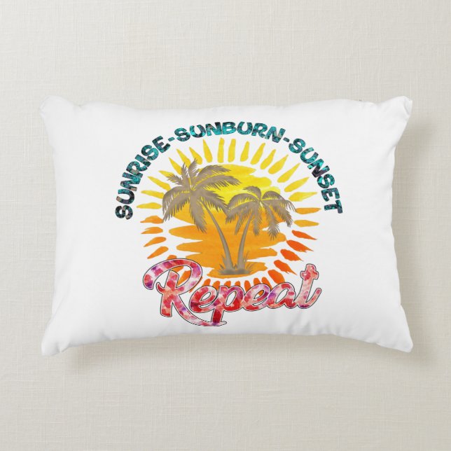 Sunrise-Sunburn-Sunset-Wiederholung | Golden Palm  Dekokissen (Vorderseite)
