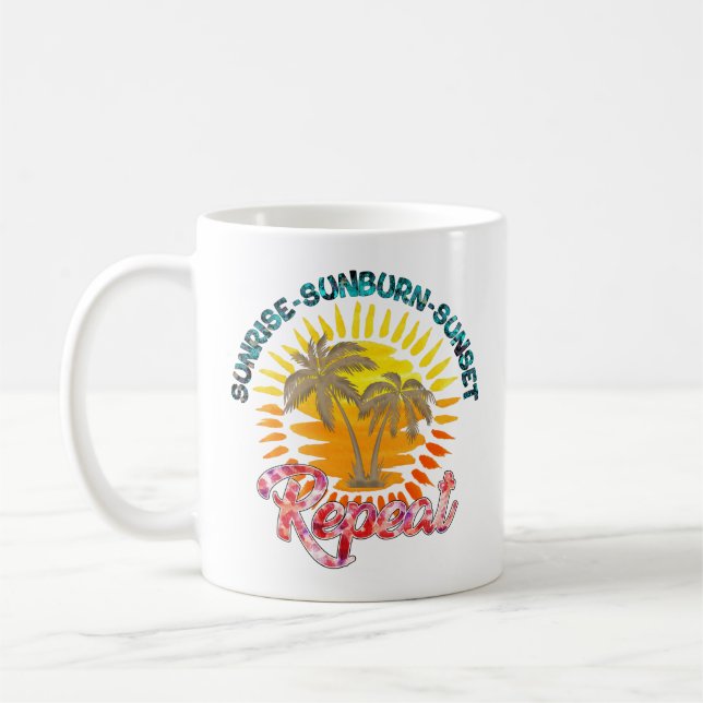 Sunrise-Sunburn-Sunset-Wiederholung | Golden Palm  Kaffeetasse (Links)