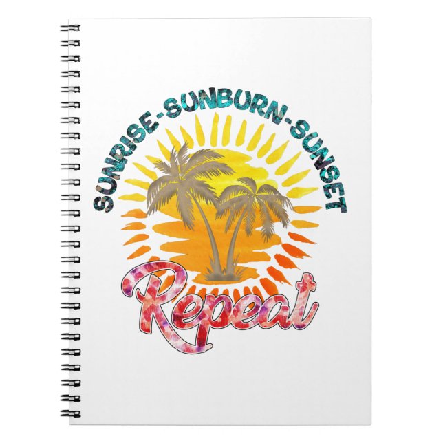 Sunrise-Sunburn-Sunset-Wiederholung | Golden Palm  Notizblock (Vorderseite)