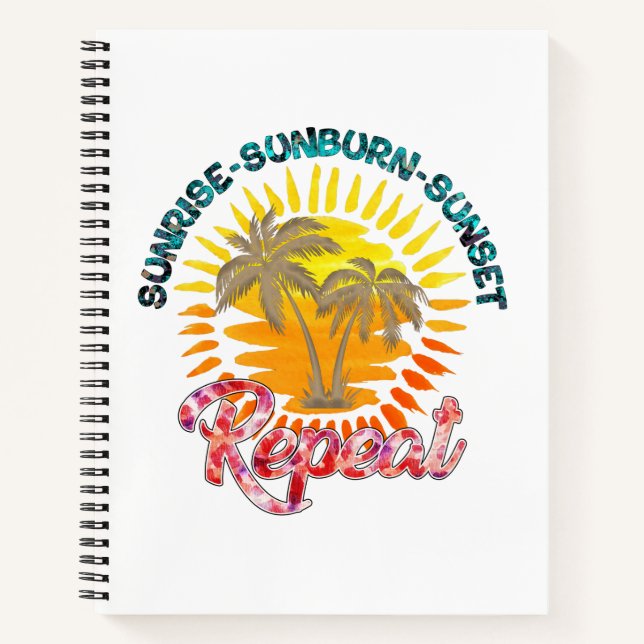 Sunrise-Sunburn-Sunset-Wiederholung | Golden Palm  Notizbuch (Vorderseite)