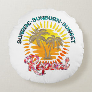 Sunrise-Sunburn-Sunset-Wiederholung   Golden Palm  Rundes Kissen