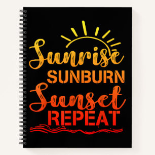 Sunrise Sunburn Sunset Wiederholung Retro Sommer Notizbuch