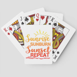 Sunrise Sunburn Sunset Wiederholung Retro Sommer Spielkarten
