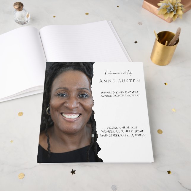 Sunrise & Sunset Foil Funeral Gästebuch - 100 Pgs (Vorderseite Offen)