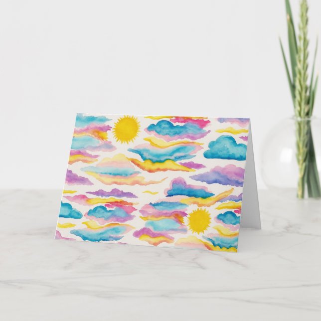 Sunrise Sunset Watercolor Blank Grußkarte Karte (Vorderseite)