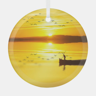 Sunrise Traditionelles Fishmonger Boat Ornament Aus Glas