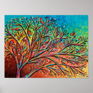 Sunrise Treetop Birds II Poster