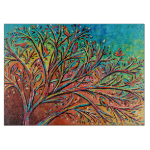 Sunrise Treetop Birds II Schneidebrett