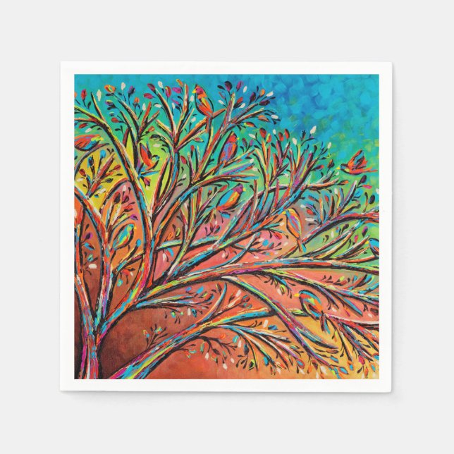 Sunrise Treetop Birds II Serviette (Vorderseite)