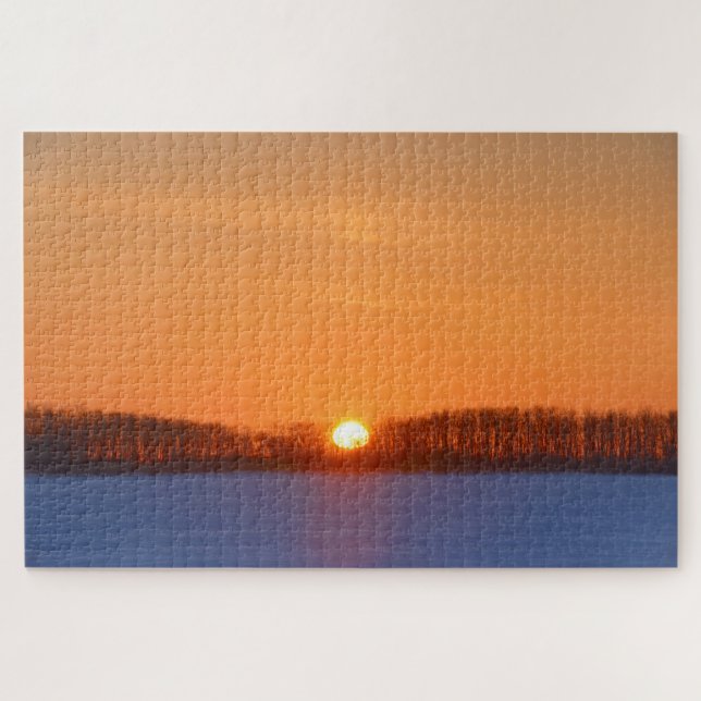Sunrise über Prairie | Manitoba, Kanada Puzzle (Horizontal)