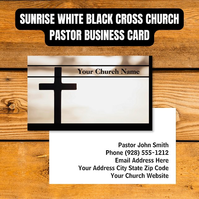 Sunrise White Black Cross Church Pastor Visitenkarte (Sunrise White Black Cross Church Pastor Business Card
)