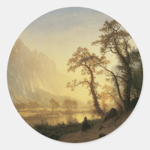 Sunrise, Yosemite Valley von Albert Bierstadt Runder Aufkleber