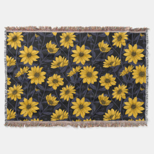Sunroot, wilde Sonnenblumen in Gelb und Blau Decke