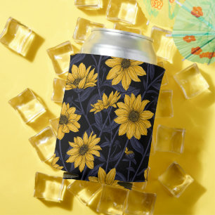 Sunroot, wilde Sonnenblumen in Gelb und Blau Dosenkühler