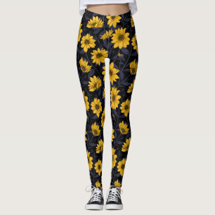 Sunroot, wilde Sonnenblumen in Gelb und Blau Leggings