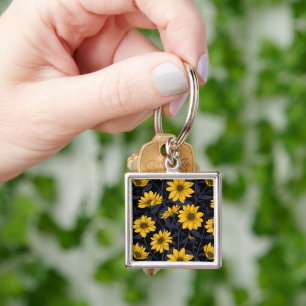 Sunroot, wilde Sonnenblumen in Gelb und Blau Schlüsselanhänger