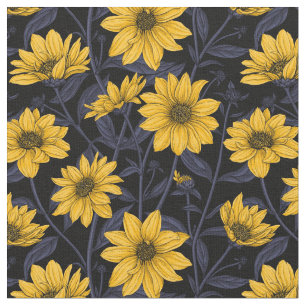 Sunroot, wilde Sonnenblumen in Gelb und Blau Stoff