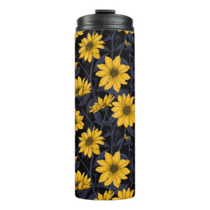Sunroot, wilde Sonnenblumen in Gelb und Blau Thermosbecher