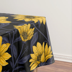 Sunroot, wilde Sonnenblumen in Gelb und Blau Tischdecke