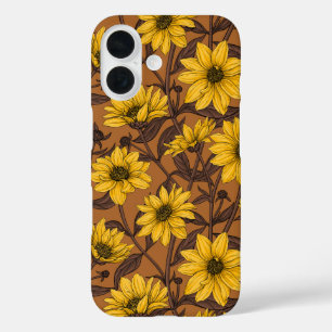 Sunroot, wilde Sonnenblumen in Gelb und Braun iPhone 16 Hülle