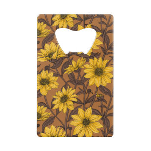Sunroot, wilde Sonnenblumen in Gelb und Braun Geldbeutel Flaschenöffner