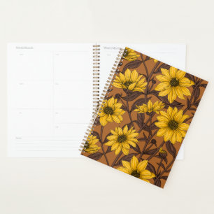 Sunroot, wilde Sonnenblumen in Gelb und Braun Planer