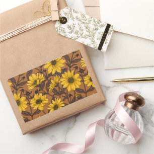 Sunroot, wilde Sonnenblumen in Gelb und Braun Rechteckiger Aufkleber