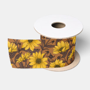 Sunroot, wilde Sonnenblumen in Gelb und Braun Satinband