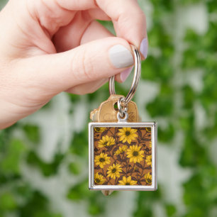 Sunroot, wilde Sonnenblumen in Gelb und Braun Schlüsselanhänger