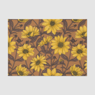 Sunroot, wilde Sonnenblumen in Gelb und Braun Seidenpapier