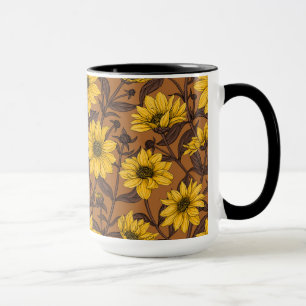 Sunroot, wilde Sonnenblumen in Gelb und Braun Tasse