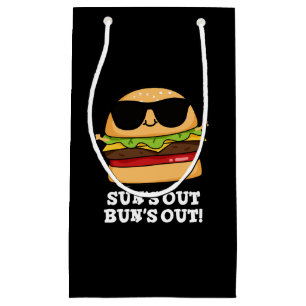Sun's Out Bun's Out Funny Burger Pun Dark BG Kleine Geschenktüte