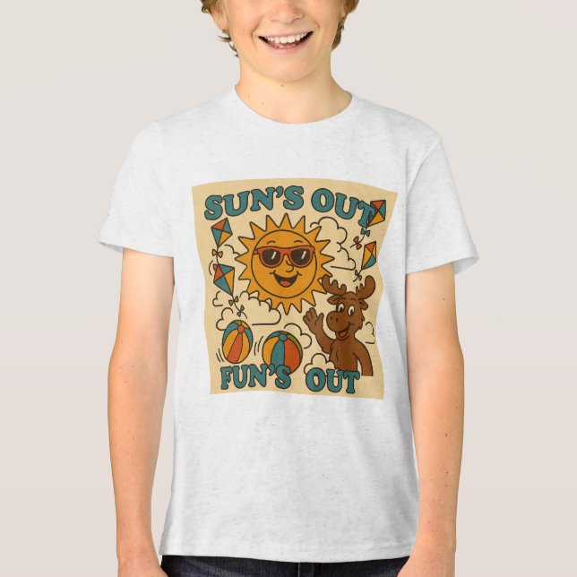 Sun's Out, Fun’s Out! - Retro Kids Summer T-Shirt Tri-Blend Shirt (Vorderseite)