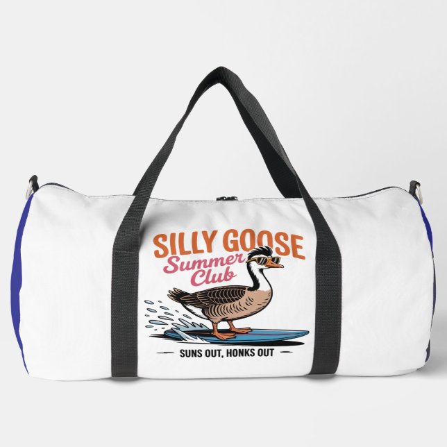 "Suns Out, Honks Out" - Verrückte Gans Surft  Duffle Bag (Vorderseite)