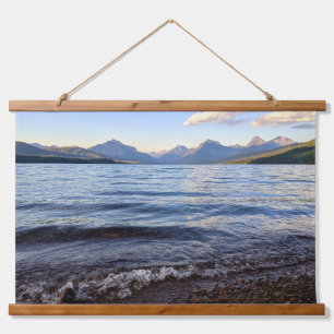 Sunset Across Glacier Nationalpark Wandteppich Mit Holzrahmen